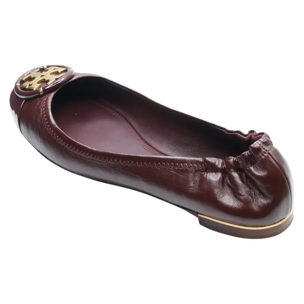 TORY BURCH MULTI LOGO CAP-TOE BALLET DEEP BERRY/DEEP BERRY 9 M